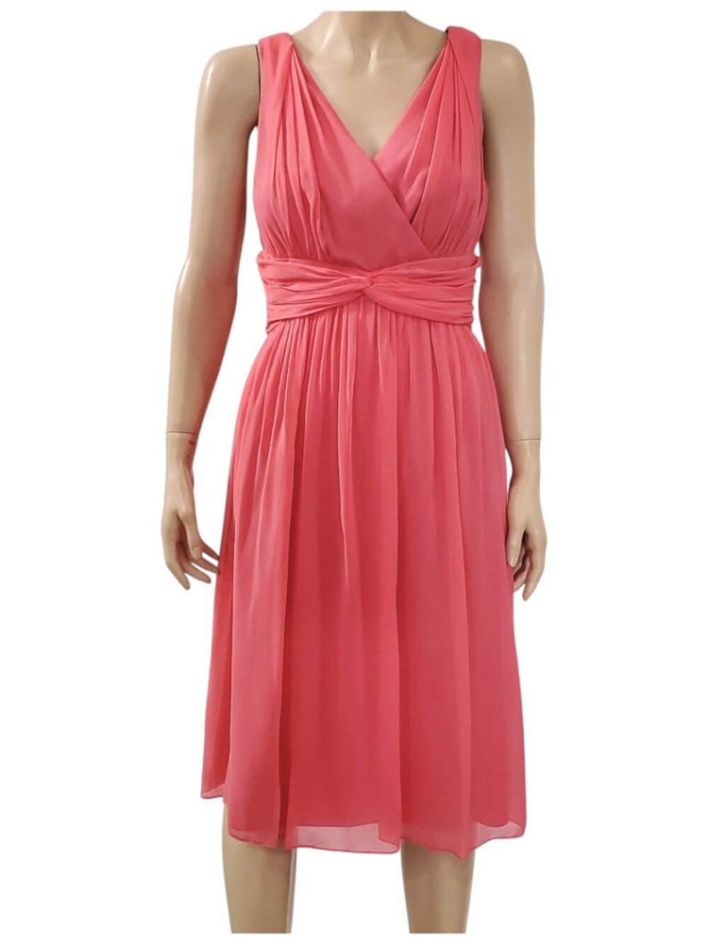 Donna Morgan Silk Chiffon Pink Dress Sz 14 Wedding Guest Bridesmaid NWT Twist Wa